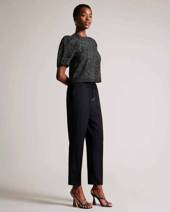 Pantalon Jogger Ted Baker Straight Leg Ankle Grazer Noir Femme | ERB-45578961